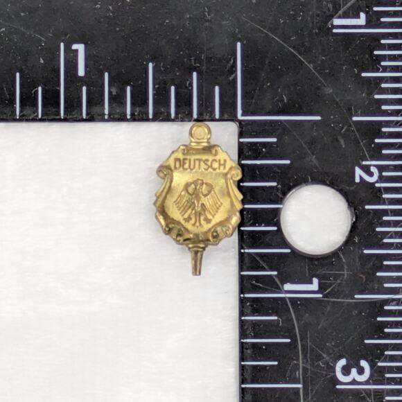 Vintage Deutsch German Eagle Crest Souvenir Pin Gold Tone Heraldic Shield Badge - Picture 3 of 4